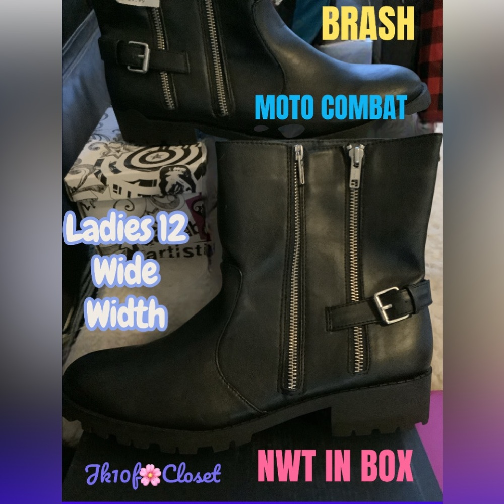 🏍️ NWT in BOX BRASH 12 WIDE WIDTH MOTO COMBAT BOOTS w/ HEAVY DUTY LUG SOLES